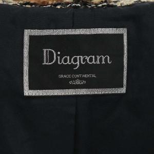Diagram GRACE CONTINENTAL ツイードコート ロング ウール混 36 S 黒 ブラック 茶 ブラウン