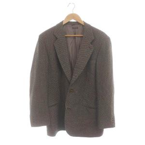 ウール テーラードジャケット シングル 総柄 ヴィンテージ 50 黒 ブラック グレー