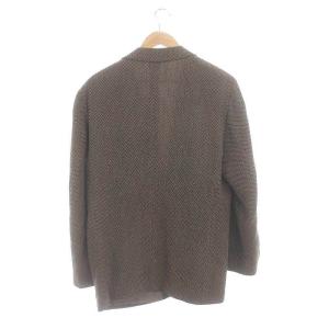 GIORGIO ARMANI ウール テーラードジャケット シングル 総柄 ヴィンテージ 50 黒 ブラック グレー