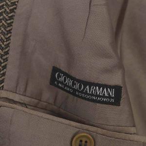 GIORGIO ARMANI ウール テーラードジャケット シングル 総柄 ヴィンテージ 50 黒 ブラック グレー