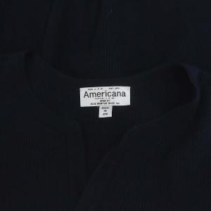 AMERICANA ラフィ ヘヴィ ワッフル スキッパーカットソー コットン 長袖 紺 ネイビー