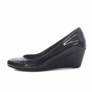 COLE HAAN パンプス ウェッジソール ラウンドトゥ エナメル 6.5B 23cm 紺 ネイビー