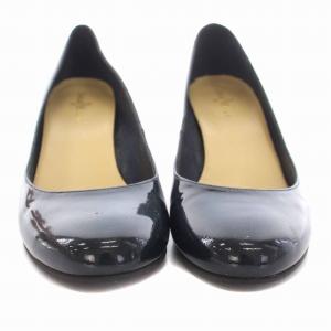 COLE HAAN パンプス ウェッジソール ラウンドトゥ エナメル 6.5B 23cm 紺 ネイビー