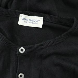 JOHN SMEDLEY コットンヘンリーネック ニット カットソー 半袖 イギリス製 L 黒 ブラック