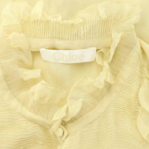 Chloe シルク フリル シアーブラウス 長袖 34 黄 イエロー