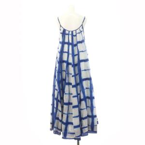 FREAK'S STORE 板締め風プリントキャミワンピース ロング F 青 白 ブルー ホワイト