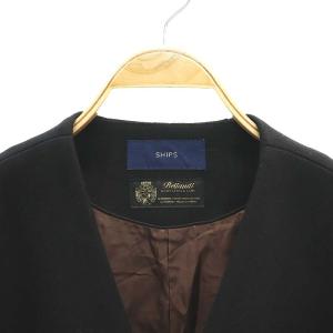 SHIPS × Bellandi ウールコート ノーカラーコート アウター ロング 38 黒 ブラック