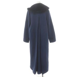 Ameri VINTAGE UND ELEGANT FUR COATコート チェスター ロング アウター フェイクファー ウール M 青 ブルー