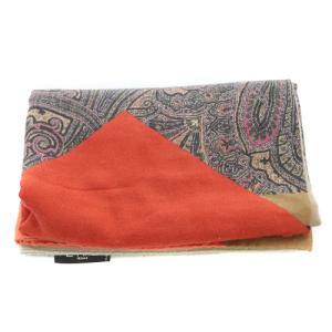 ETRO ペイズリー ストール 総柄 赤 レッド べージュ 茶色 ブラウン