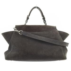 GIORGIO ARMANI スエード トップハンドル ハンドバッグ ショルダーバッグ 2way グレー