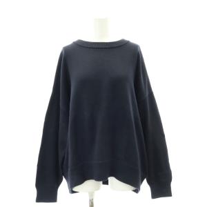 Basic ニット セーター 長袖 プルオーバー 紺 ネイビー