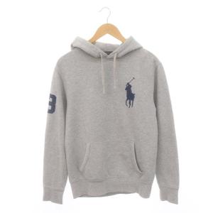 ビッグポニー刺繍フーディー 裏毛パーカー プルオーバー 長袖 S グレー