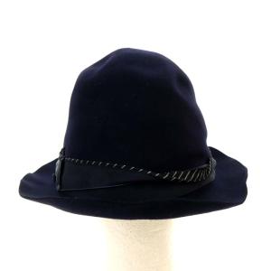 Borsalino ビーバーウール ハット 帽子 60 紺 ネイビー