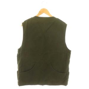 Barbour モールスキン ジップアップベスト Vネック コットン XL カーキ 緑 グリーン