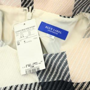 BLUE LABEL CRESTBRIDGE チェック ノースリーブワンピース ミニ ツイード 36 ピンク