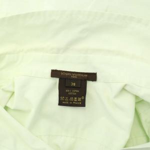 LOUIS VUITTON コットン長袖シャツ ブラウス 切替 ステッチ スナップボタン フランス製 38 ライトグリーン