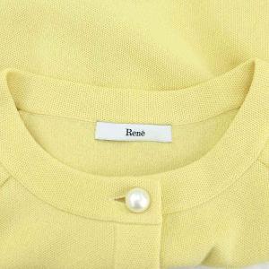 René 23SS パール カーディガン クロップド丈 長袖 36 黄色 イエロー /HS OS