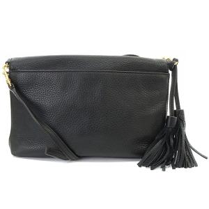 TORY BURCH レザー ショルダーバッグ タッセル ロゴ 黒 ブラック 10006102