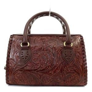 CARVING TRIBES Mini Boston BAG 2way ミニボストンバッグ ハンドバッグ ショルダーバッグ 斜め掛け レザー 茶色 ブラウン
