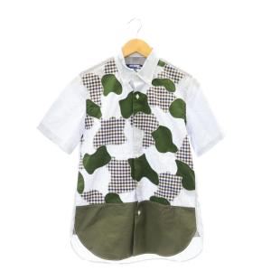 コムデギャルソンマン COMME des GARCONS MAN AD2018 パッチワーク シャツ ボタンダウン 半袖 XS