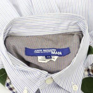 JUNYA WATANABE コムデギャルソンマン COMME des GARCONS MAN AD2018 パッチワーク シャツ ボタンダウン 半袖 XS