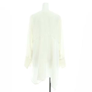 ENFOLD ダブルサテンアシンメトリープルオーバー ブラウス 長袖 Vネック 36 白 ホワイト