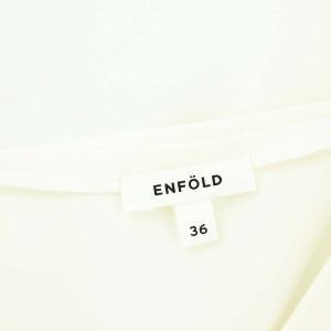 ENFOLD ダブルサテンアシンメトリープルオーバー ブラウス 長袖 Vネック 36 白 ホワイト