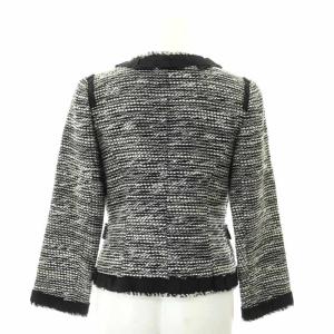 EPOCA セットアップ 上下 ツイード ノーカラージャケット フレアショートスカート IT38 黒 白 ブラック ホワイト