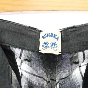 SUNSEA チェックショートパンツ ボタンフライ 3 L 白 ホワイト 黒 ブラック