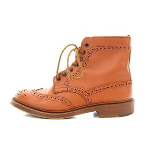 Tricker's ショートブーツ ウィングチップ カントリーブーツ レザー 5h 24cm 茶 ブラウン L2508