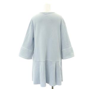 TO BE CHIC コサージュ付きジップアップ ニットスプリングコート ノーカラーコート 九分袖 40 サックスブルー