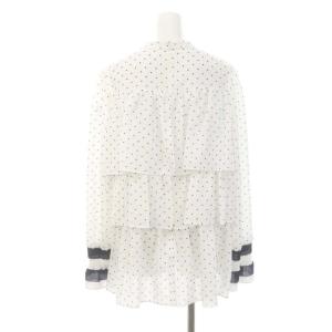 BORDERS at BALCONY ドットブラウス 長袖 フリル スタンドカラー 38 M ホワイト
