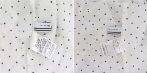 BORDERS at BALCONY ドットブラウス 長袖 フリル スタンドカラー 38 M ホワイト