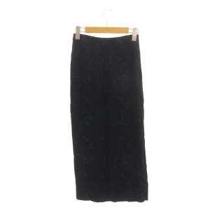 Mame Kurogouchi 19SS フラワー柄スカート タイト ロング 1 紺 ネイビー