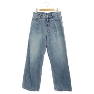 23SS タックバギーデニムパンツ ジーンズ ワイド ストレート 34 青 ブルー