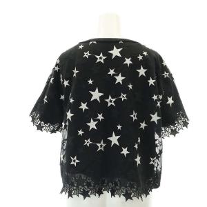 Diagram GRACE CONTINENTAL スター刺繍トップス カットソー 半袖 シアー クルーネック 36 黒 ブラック シルバー色