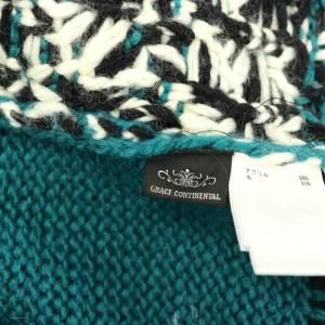 GRACE CONTINENTAL 22AW ノーカラーカウチン ニットジャケット ブルゾン ジップアップ Vネック オーバーサイズ 36 緑 白 黒 グリーン