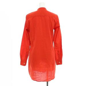 ASPESI バンドカラーシャンブレーフリルロングシャツ 長袖 オレンジ