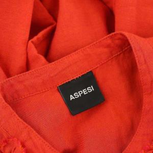 ASPESI バンドカラーシャンブレーフリルロングシャツ 長袖 オレンジ