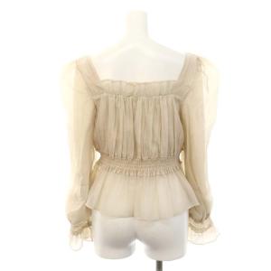 SNIDEL 24SS オーガンプリーツブラウス 長袖 クロップド スクエアネック フリル F ベージュ