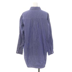 SHIPS カラーズ Colors 24SS パールモチーフボタンシャツ 長袖 ストライプ チュニック ネイビーブルー 白 ホワイト