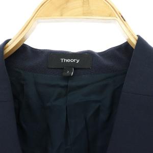 Theory LANA1ノーカラージャケット ブレザー シングル ウール 2 M 紺 ネイビー