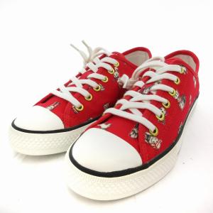 franche lippée ローカットスニーカー トイプリント どうぶつ柄 総柄 22.5ｃｍ 赤 レッド