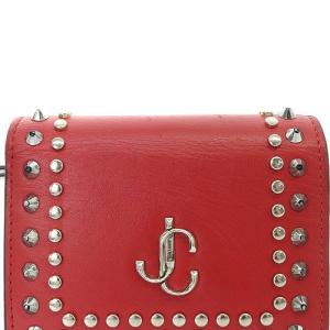 JIMMY CHOO HANNE 二つ折り 財布 スタッズ JCロゴ レザー 赤 レッド