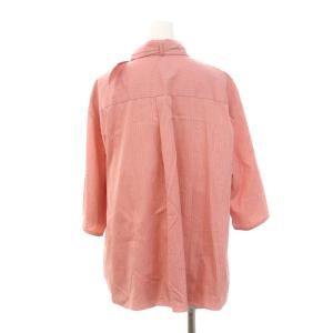 Drawer PRE2 コットンストライプ リボンブラウス 五分袖 ボウタイ 36 ピンク /MI OS SH