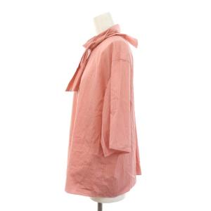 Drawer PRE2 コットンストライプ リボンブラウス 五分袖 ボウタイ 36 ピンク /MI OS SH