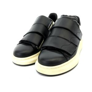 Alexander McQueen スニーカー ベルクロ レザー 40.5 25.5cm 黒 ブラック 白 ホワイト 476220 SH