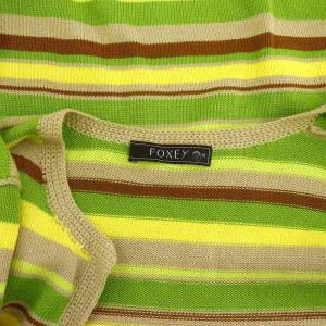 FOXEY カシミヤ ボーダー カーディガン 38 ライトグリーン 29282