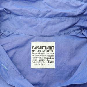 L'Appartement 長袖 シャツ オーバーサイズ 襟ワイヤー コットン 紺 ネイビー