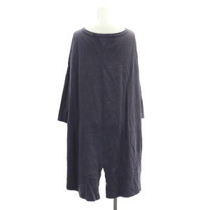 AMERICANA コットン ロゴプリント 七分袖 バックロングカットソー ボートネック 紺 ネイビー